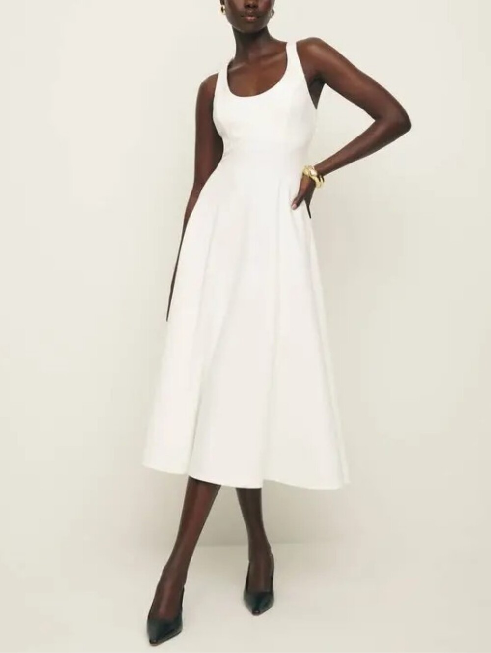💎 Reformation Off-White Mikol Sleeveless Knit Midi Dress Small - Flawed Gem